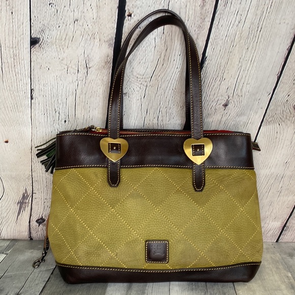 Green Dooney & Bourke Suede Quilted Leather Satchel Purse - Picture 2 of 15